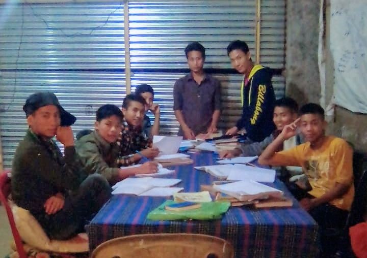A file photo of the students in the temporary study hall at Yimpang Urban Sochum.